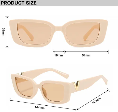 Vista 4 de YDAOWKN Lentes de sol rectangulares para mujer, diseño retro de ojo de gato, protección UV400, marco cuadrado