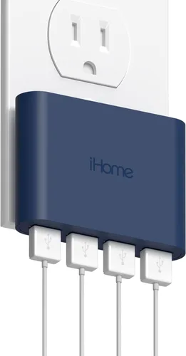 Vista 13 de iHome Cargador de pared USB delgado de 2 puertos, adaptador plano del enchufe del viaje del multipuerto Dual USB-A ports, 2.4A Rapid Charge