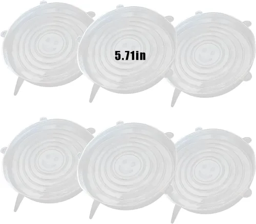 Vista 11 de Tapas elásticas de silicona, 6 piezas, 2.56 pulgadas Reusable and Durable, Silicone Container Covers, Food Storage, Expandable Bowl Covers