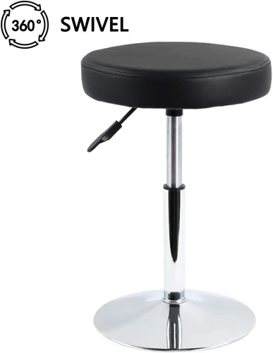 Vista 4 de FURWOO Black Short Shop Stool - Taburete giratorio de altura ajustable para oficina, spa, salón, manicura y estaciones de tatuaje, pequeño