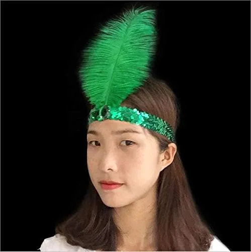 Vista 6 de Luckygift Diadema de plumas de avestruz de los años 20, disfraz de fiesta de los años 20 con colores mezclados, 20