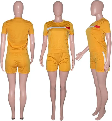 Vista 6 de THLAI - trajes para mujer con letra de impresión y rayas patchwork, traje deportivo largo, 2 piezas