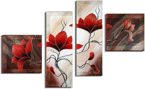 Vista 9 de Noah Art -Arte de flores contemporáneo, tulipán blanco en un florero, imágenes de flores 100% pintadas a mano, pintura al óleo abstracta de flores