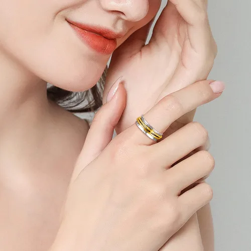 Vista 6 de Anillo de cruz para mujer, plata de ley 925, anillos giratorios de banda ancha martillada