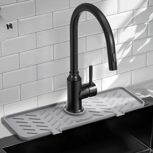 Vista 10 de Alfombrilla de Silicona para Grifo de Fregadero de Cocina – Gen 3 Protector contra Salpicaduras con Pendiente de 10° con Orificio Recortable