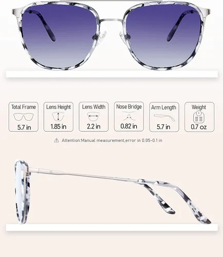 Vista 5 de BIRCEN Gafas de sol de aviador polarizadas para mujer, protección UV, gafas de sol cuadradas de moda con estilo retro BC2002