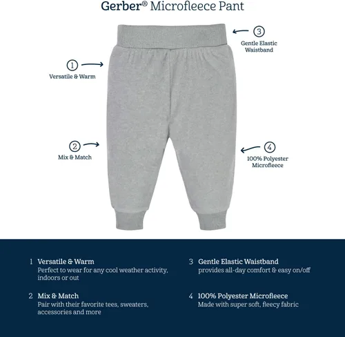 Vista 6 de Gerber Paquete de 4 pantalones de microforro polar para bebé niño