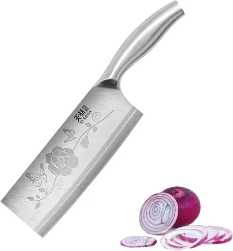 Vista 13 de TJ POP Cuchilla China de Chef, Cuchillo de Acero Inoxidable de 7.5 Pulgadas con Mango Ergonómico, Cuchillo de Cocina Ultra Afilado para Hogar