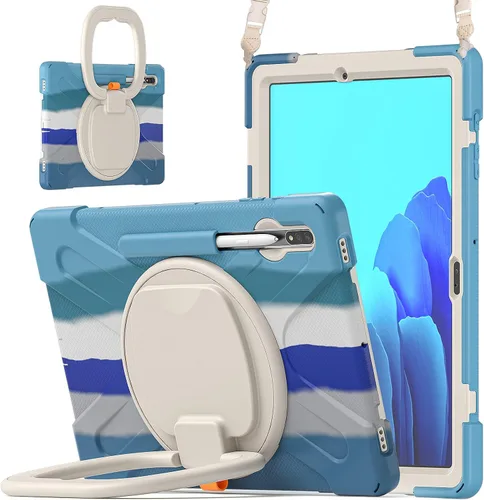 Vista 133 de 360 Rotation Case for Galaxy Tab ActivePro/Tab Active4 Pro/Active 5 Pro 10.1" Sturdy Cover Rotate Ring Stand Shoulder Carrying Strap Hand Strap