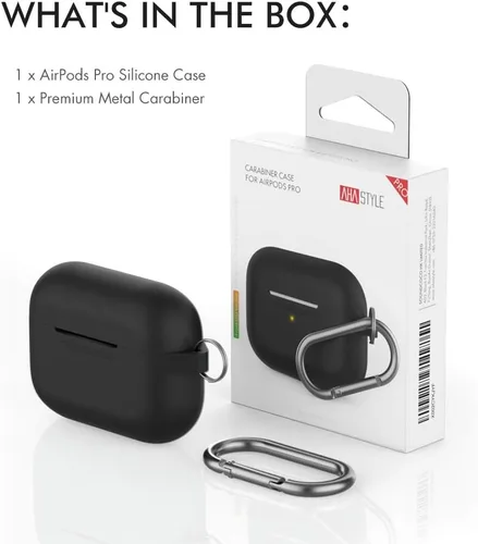 Vista 6 de AhaStyle Funda para Estuche de AirPods Pro (2019) Funda de Silicona Suave para AirPods Pro de 1ª Generación [Mosquetón Añadido] Fundas de Cuerpo