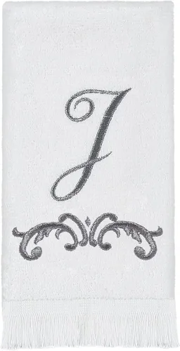 Vista 14 de Avanti Monogram - Toalla para dedos en forma de F, color blanco/peltre