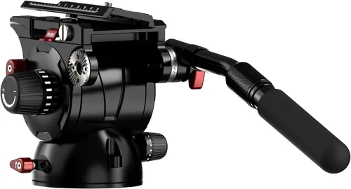 Vista 3 de IFOOTAGE Cabezal fluido Komodo K7, cabezal de trípode de video Cabezal de arrastre fluido para cámaras DSLR, videocámara, monopie y trípodes, carga