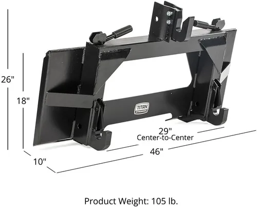 Vista 6 de Titan Attachments Adaptador de Enganche Rápido de 3 Puntos, Universal de Tamaño Completo, Compatible con Implementos Cat 1, Capacidad