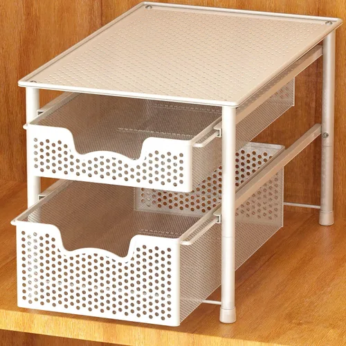 Vista 18 de Simple Houseware - Organizador con cajones de cesta apilables para gabinete, bronce