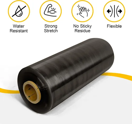 Vista 6 de 8NET - Envoltura elástica resistente de 20 x 5000 pies, calibre 80, película retráctil de plástico negro, caja de 1 rollo