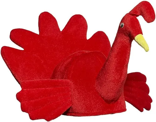 Vista 2 de Forum Novelties Sombrero de pavo rojo de felpa para hombre, Rojo