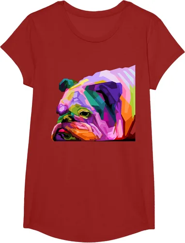 Vista 88 de Camiseta de retrato pop artístico de bulldog británico inglés para dueños de perros, Negro, S