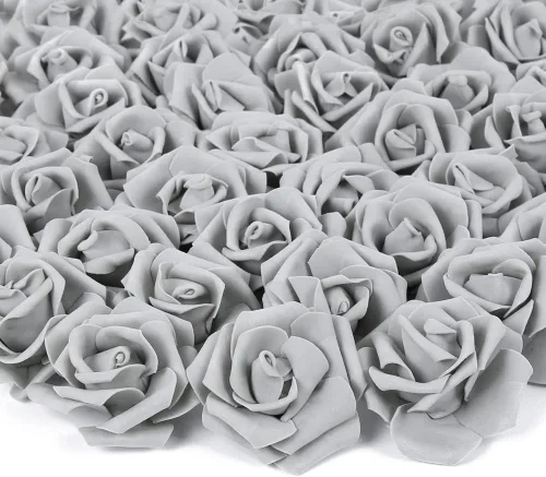 Vista 8 de Cabezas de rosas artificiales, 100 rosas falsas negras, cabezas de rosas artificiales de espuma para ramos de boda, centros de mesa, arreglos