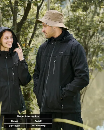 Vista 8 de ARRIS Mens Heated Jacket, Electric Heating Coat with 7.4V Battery and Detachable Hood - Waterproof, 8 Heating Areas