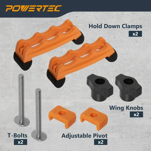 Vista 2 de POWERTEC 2 abrazaderas de sujeción ajustables, abrazadera de pista en T multiposicionable, abrazaderas de plástico reforzado con 20 pernos de acero
