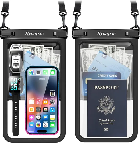 Vista 20 de Rynapac Bolsa impermeable para teléfono - Bolsa impermeable para teléfono de 8.5 pulgadas con cordón, bolsa seca para teléfono IPX8, artículos