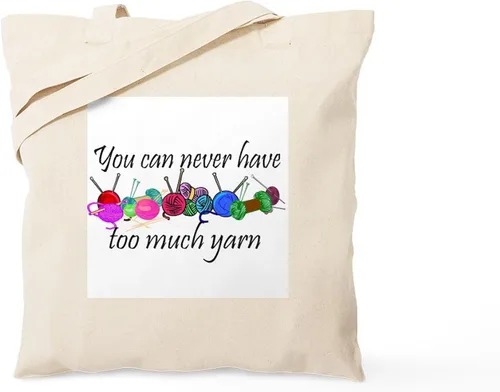 Vista 9 de CafePress Distracted by Yarn - Bolsa de compras de lona beige natural reutilizable