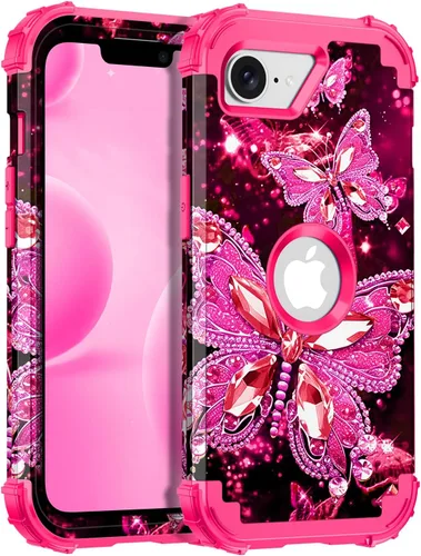 Vista 60 de Miqala Funda para iPhone 12, iPhone 12 Pro, que brilla en la oscuridad, tres capas, resistente a los golpes, protección de plástico duro + funda