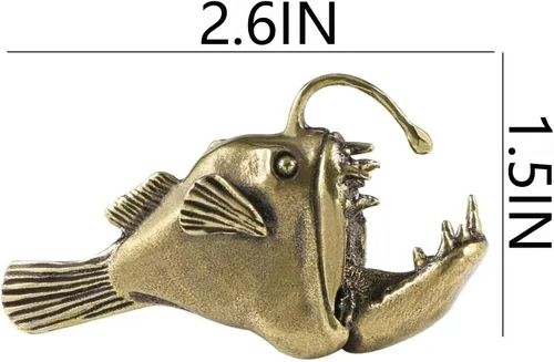 Vista 6 de 2 piezas de estatua de pez, escultura de metal sólido, mini estatuilla de animales de latón para decoración de escritorio en casa, oficina, jardín