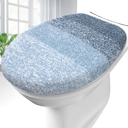 Vista 20 de OLANLY Funda de asiento de inodoro de microfibra suave para baño, cubiertas de asiento lavables a máquina, 17.5x15 pulgadas, con respaldo de goma