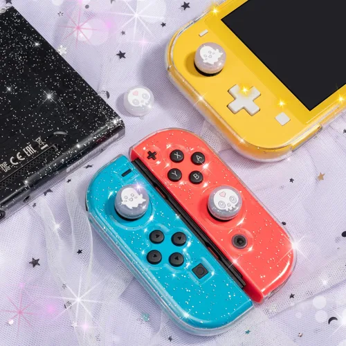 Vista 2 de BelugaDesign Ghost Thumb Grips Tapas de botón de agarre con purpurina gótica de Halloween Compatible con Nintendo Switch Standard Lite OLED