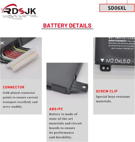 Vista 5 de SD06XL - Batería para portátil HP Omen 15-EK 15-EK0000 15-EN 15-EN0000 15-EK0051TX 15-EK0009TX 15-EN0029NR 15-EN0036NR Series SD06070XL HSTNN-DB9U