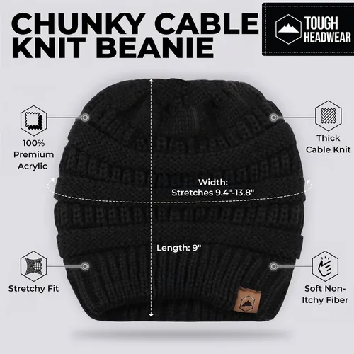 Vista 3 de Gorro de punto para mujer, cálido y suave, elástico, para clima frío de Tough Headwear