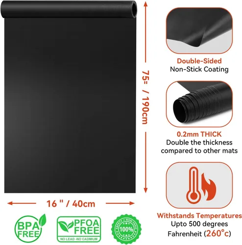 Vista 5 de Forro para el fondo del horno, fundas para freidoras de aire cortadas a medida, protector para estufas y esteras para parrillas, lámina de teflón