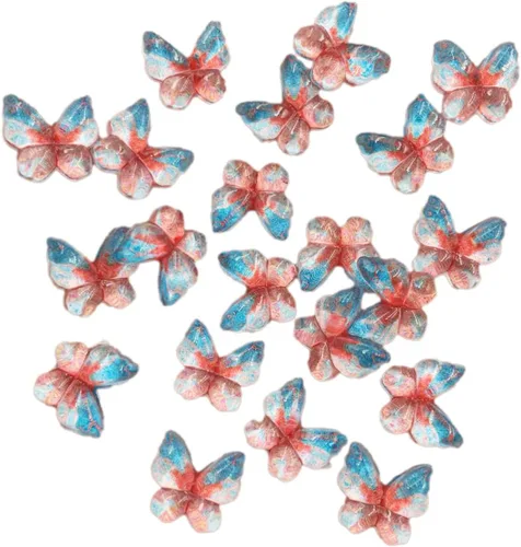 Vista 7 de Diamantes de imitación de mariposa con parte trasera plana, 80 unidades de 0.394 pulgadas, dijes de mariposa de resina para uñas, adornos, álbumes