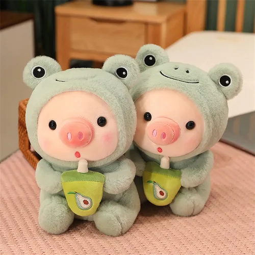 Vista 3 de AZCHEN Cerdo de peluche de cerdo, disfraz de cerdo, rana, tigre, conejo, lindo muñeco de peluche para niñas y niños, regalo de fiesta de cumpleaños