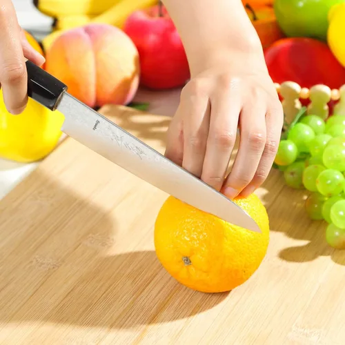 Vista 6 de Cuchillo japonés Damasco ZA18 mango de madera octogonal de magnolia de 69 capas, 6 pulgadas (5.906 in)