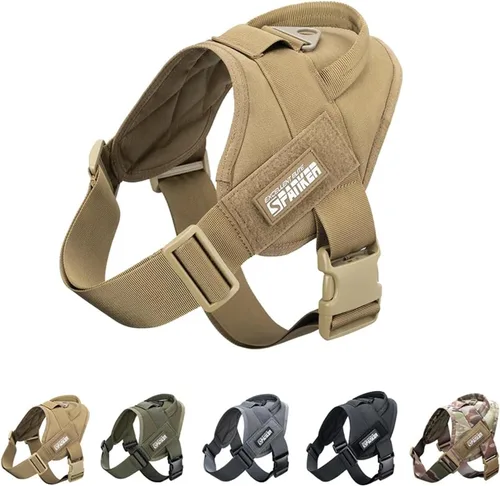 Vista 12 de EXCELLENT ELITE SPANKER - Arnés táctico para perro, fácil control Adjustable Nylon Training Military Patrol No-Pull Pet Harness with Handle for