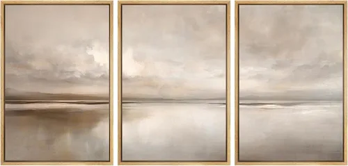 Vista 25 de SIGNWIN Lienzo enmarcado para pared, juego de arte tranquilo con reflejo de lago, acuarela, montaña y agua, ilustraciones modernas, arte abstracto