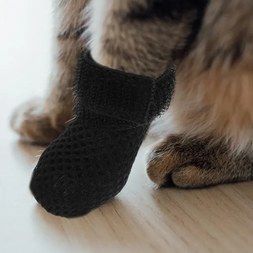 Vista 8 de Ipetboom Tapas de garra de gato, paquete de 4 fundas ajustables para pies de gato, protectores de patas, zapatos para alimentación, medicamentos
