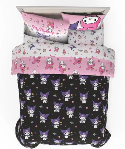 Vista 22 de Franco - Juego de edredón y sábanas supersuaves con funda para niños, 5 piezas, tamaño individual, Hello Kitty
