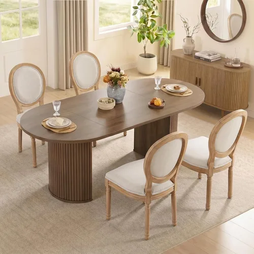 Vista 15 de SoarFlash Juego de mesa de cocina y sillas para 4, juego de mesa de comedor de 47 pulgadas para 4 personas con sillas tapizadas de terciopelo, juego