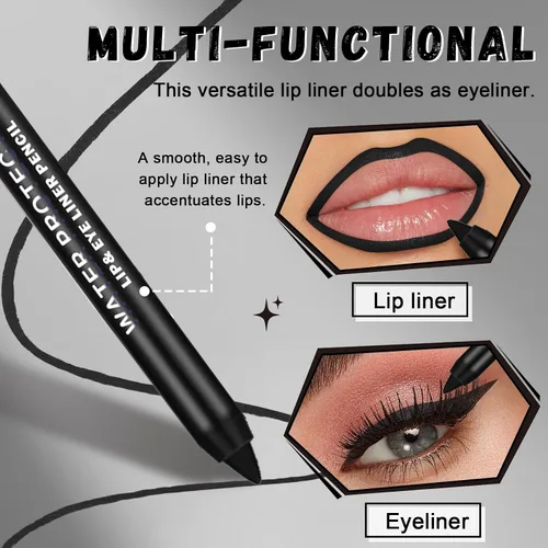Vista 6 de CAHIUYOA Juego de delineadores de labios negros mate, lápiz labial líquido de doble cabeza, brillo de labios de larga duración, a prueba de manchas