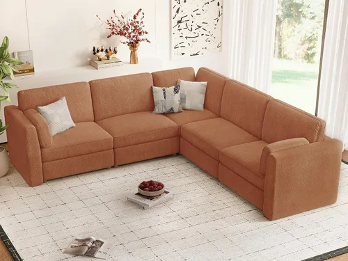 Vista 12 de CUGOAO Sofá biplaza extragrande de 83.5 pulgadas, sofás para sala de estar, sofá nube de felpilla de asiento profundo, sofá modular seccional, funda