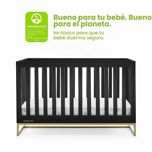 Vista 3 de Delta Children Jade Cuna convertible 4 en 1 - Certificado Greenguard Gold, Ébano/Bronce bronce (Ebony/Bronze)
