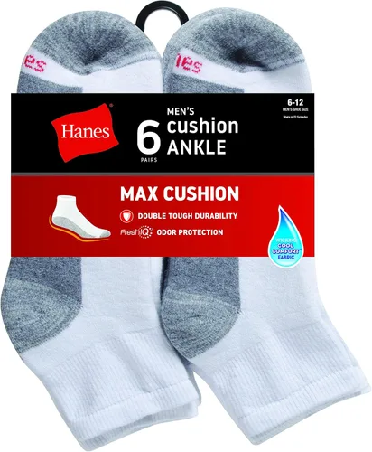 Vista 2 de Hanes Men's Socks, Max Cushioned Ankle Socks, 6 and 8-Pack