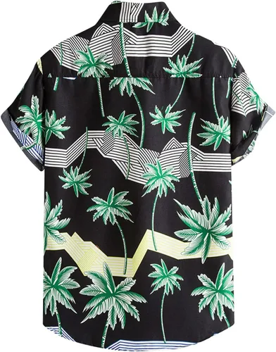 Vista 2 de Blusas elegantes con estampado de rayas para hombre, transpirables, elásticas, de manga corta, estilo Henley, talla grande, cuello alto