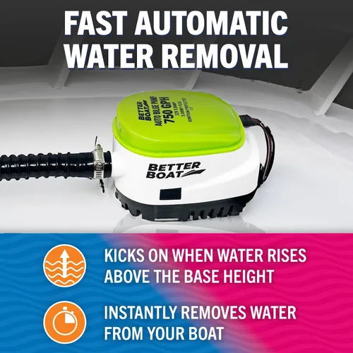 Vista 3 de Bombas de sentina automáticas para barcos 12 V 750 GPH Bomba de sentina automática sumergible con interruptor de flotador integrado, salida de 3/4