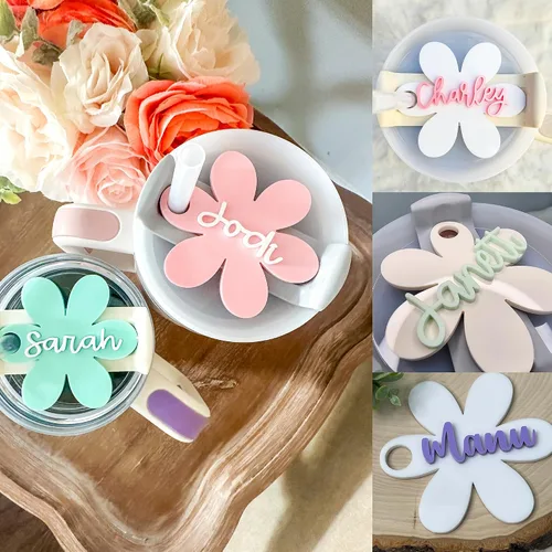 Vista 5 de Stanl-y - Placas de nombre personalizadas para vaso Stanl-y, con letras en relieve para la tapa, etiqueta de nombre acrílica personalizada