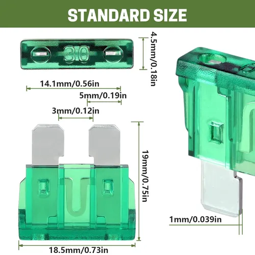 Vista 2 de LOCOPOW Kit de 100 fusibles de hoja estándar, kit surtido de fusibles para automóvil, fusibles para caravana, 5A/7.5A/10A/15A/20A/ 25A/ 30A/ 35A