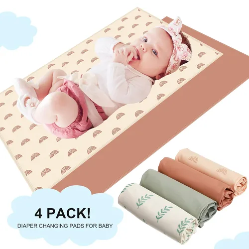 Vista 7 de Geelin 4 cambiadores de piel de 20 x 28 pulgadas, cambiador de bebé, portátil, impermeable, para viajes, hogar, bebé, baby shower, regalo de viaje